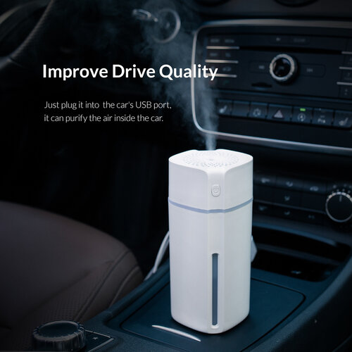 Humidifier suitable for in the car - dual mode - LED lighting - white