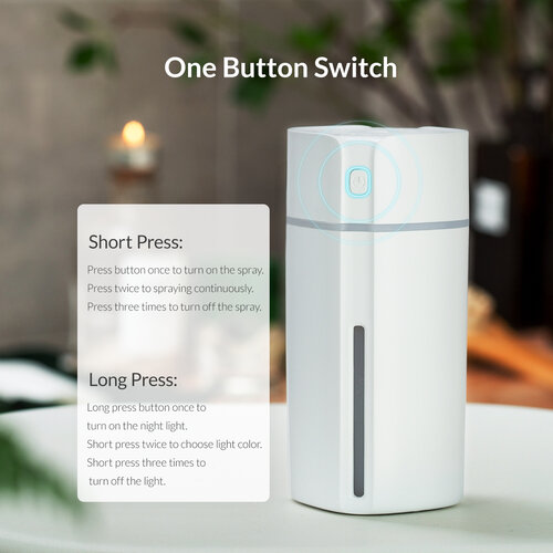 Humidifier suitable for in the car - dual mode - LED lighting - white