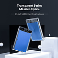 2,5 Zoll Festplattengehäuse - transparent / Aluminium - blau