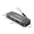 6-in-1 kaartlezer - USB 3.0 - USB-C / Micro-USB / USB - Grijs