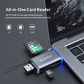 6-in-1 kaartlezer - USB 3.0 - USB-C / Micro-USB / USB - Grijs