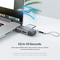 6-in-1 kaartlezer - USB 3.0 - USB-C / Micro-USB / USB - Grijs