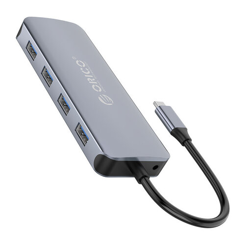 11-in-1-USB-C-Hub - 4x USB 3.0, Audio, VGA, HDMI, LAN, USB-C und TF / SD - Sky Grey
