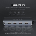 Hub USB-C 11-en-1 - 4x USB 3.0, audio, VGA, HDMI, LAN, USB-C et TF / SD - Gris ciel