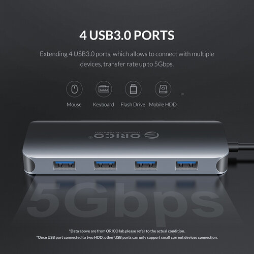 11-in-1-USB-C-Hub - 4x USB 3.0, Audio, VGA, HDMI, LAN, USB-C und TF / SD - Sky Grey