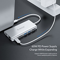 Aluminium 8-in-1 USB-C hub - USB-C, HDMI, USB 3.0, RJ45, SD kaartlezer, Audio en VGA - Zilver