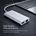 Aluminum 8-in-1 USB-C hub - USB-C, HDMI, USB 3.0, RJ45, SD card reader, Audio and VGA - Silver