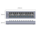 USB 3.0 Hub mit 16 Anschlüssen - Aluminium und transparentes Design - BC 1.2 - 78W - grau