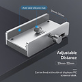Aluminium USB 3.0 hub met 2x USB-A en kaartlezer - clip-on design - klembereik 10-32mm - zilver