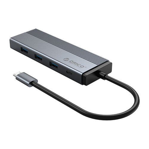 5-in-1 USB-C hub - 4x USB 3.0 - 1x USB-C Power Delivery - Grijs