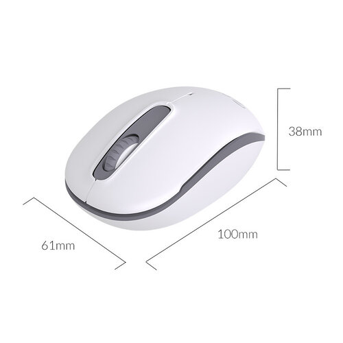 Wireless mouse with silent click - 2.4Ghz - incl. receiver - 2Mbps - white