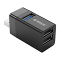 Mini USB hub met 3 USB-A poorten - 5Gbps - Plug and Play - Zwart