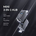 Mini-USB-Hub mit 3 USB-A-Anschlüssen - 5 Gbit/s - Plug and Play - Schwarz