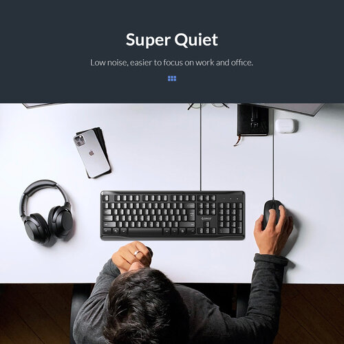 Optical mouse and keyboard - Multimedia keys - Cable 1.5m - QWERTY - black
