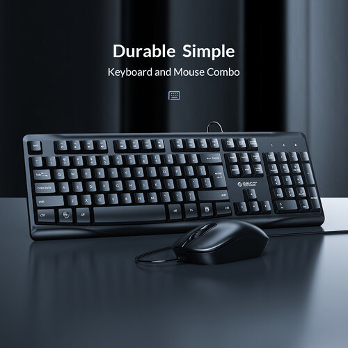 Optical mouse and keyboard - Multimedia keys - Cable 1.5m - QWERTY - black