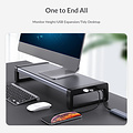 Monitor stand - With 4x USB 3.0 output - Aluminum - Gray