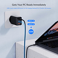 65Watt Fast charge power adapter with 2x USB-C and USB-A – GaN-Tech – Suitable for MacBook Pro