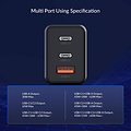65Watt Fast charge power adapter with 2x USB-C and USB-A – GaN-Tech – Suitable for MacBook Pro