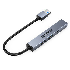 USB Design Hub aluminum with 1xTF 2x USB-A 2.0 and 1x USB-A 3.0