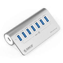 USB Design Hub aluminium avec 7x USB-A (3.2 Gen2) câble 50cm