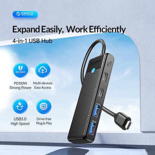 Orico USB-C Hub with 2x USB-A 3.0 1x USB-C and 1x PD - White