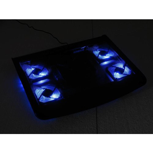 Laptop cooler with five fans and blue LED light