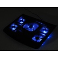 Laptop cooler with five fans and blue LED light