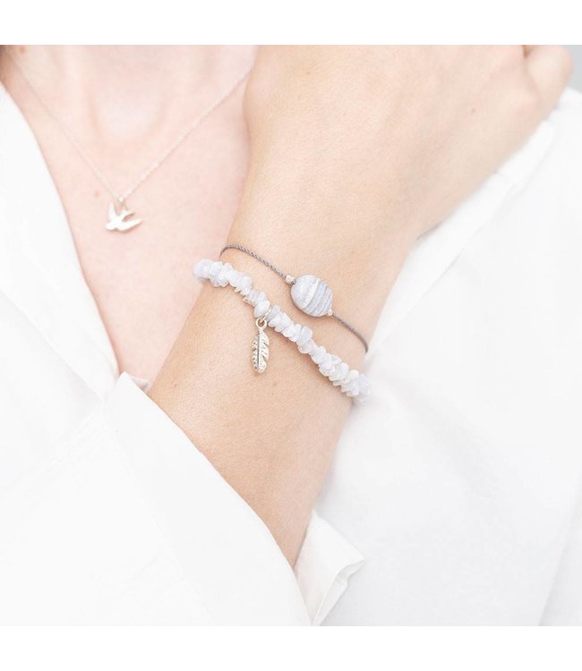 A BEAUTIFUL STORY Gemstone Card Blue Lace Agate Silver