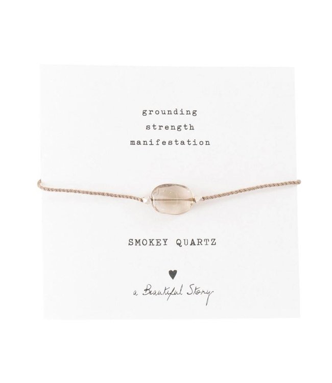 A BEAUTIFUL STORY Gemstone Card Smokey Quartz Silver