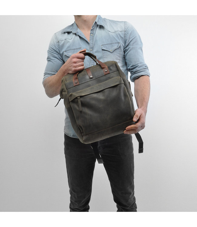 BARBAROSSA Leren Rugzak Ruvido | Military