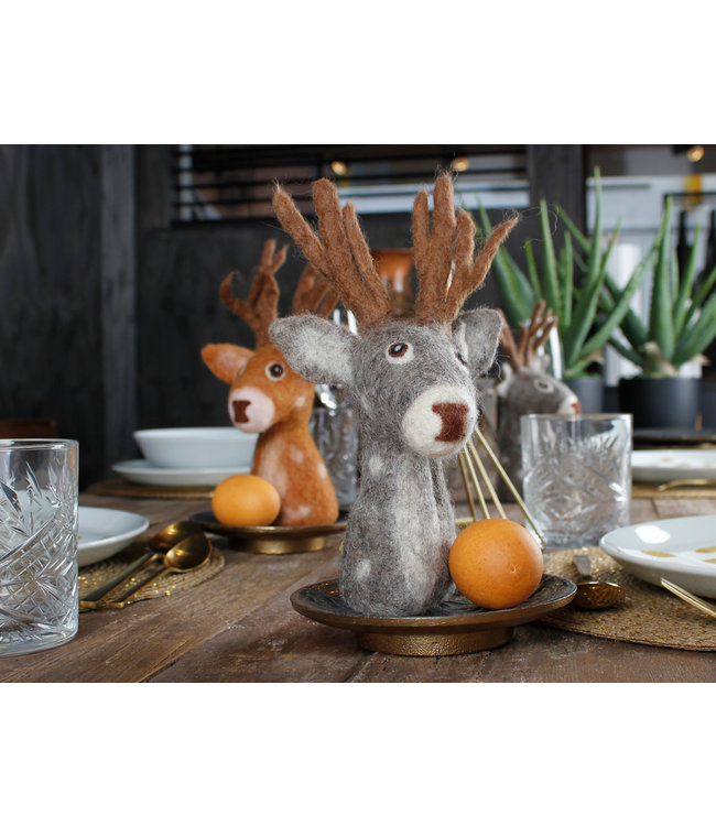 SJAAL MET VERHAAL  •• DECORATIE HERT GRIJS