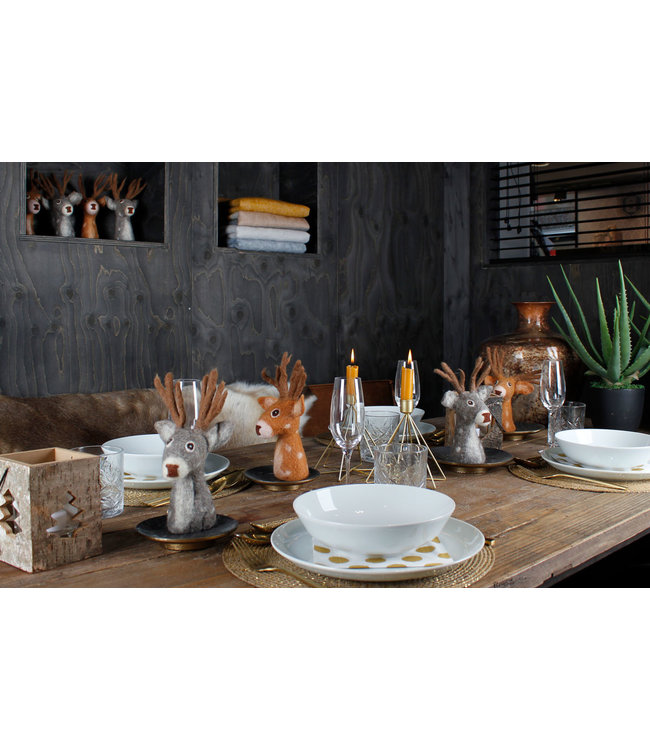 SJAAL MET VERHAAL  •• DECORATIE HERT GRIJS