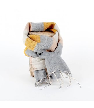 SJAAL MET VERHAAL  ••Kleine Sjaal Okergeel Crème