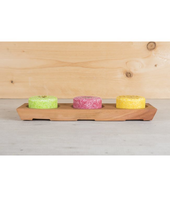 HappySoaps •• Houder van Mahonie Hout voor 3 Shampoo Bars