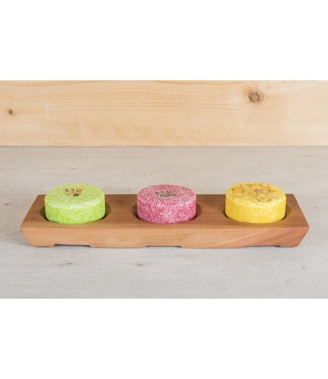 HappySoaps •• Houder van Mahonie Hout voor 3 Shampoo Bars
