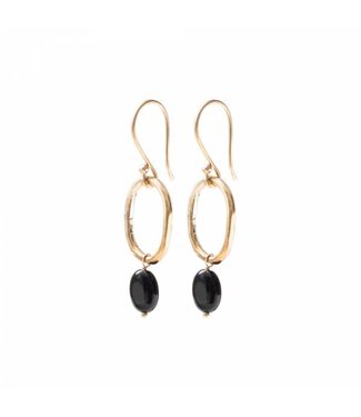 A BEAUTIFUL STORY •• Graceful black onyx Gold Earrings