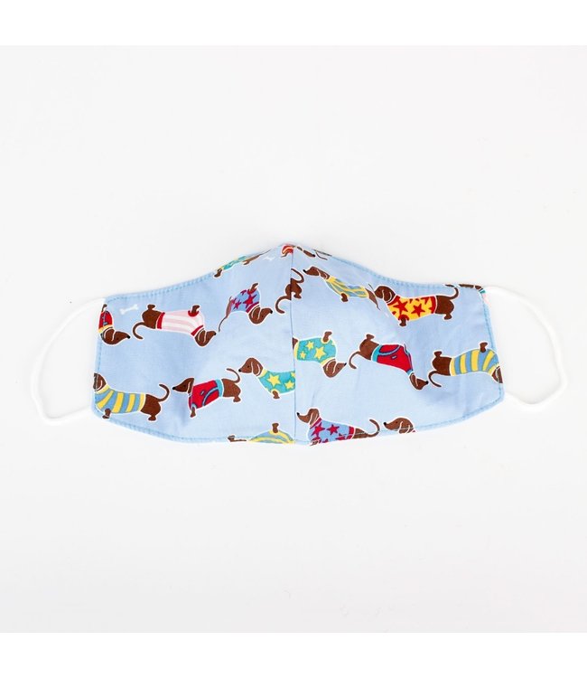 SJAAL MET VERHAAL  •• Mondkapje Teckel | Lichtblauw