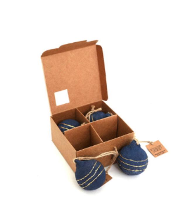 ONLY NATURAL •• papier pulp bal set van 4 | Blauw