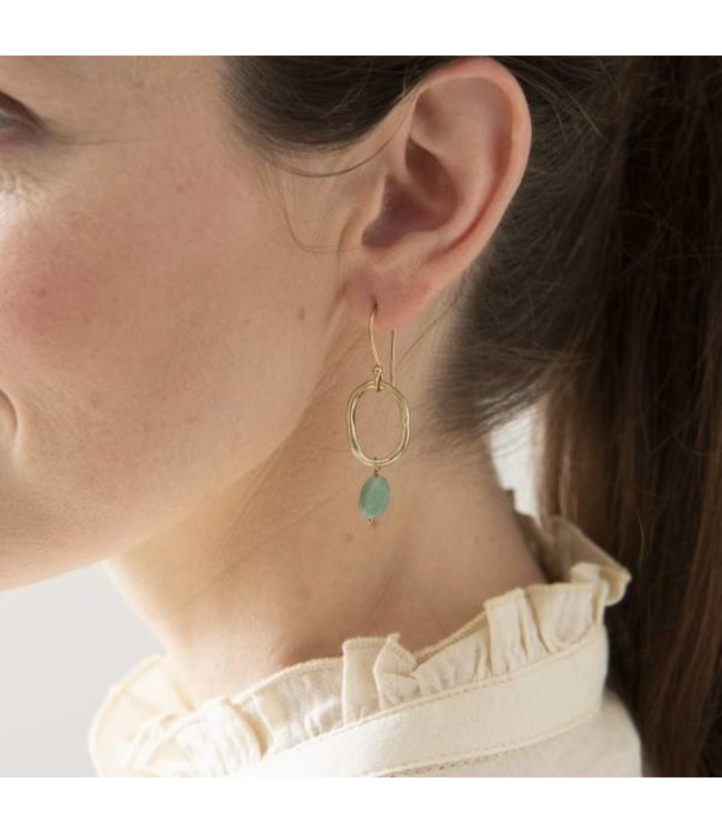 A BEAUTIFUL STORY •• Graceful Aventurijn Goud Oorbellen