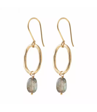 A BEAUTIFUL STORY •• Graceful Labradoriet Goud Oorbellen