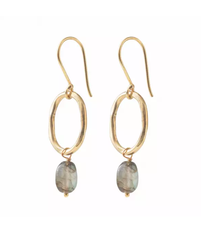 A BEAUTIFUL STORY •• Graceful Labradoriet Goud Oorbellen