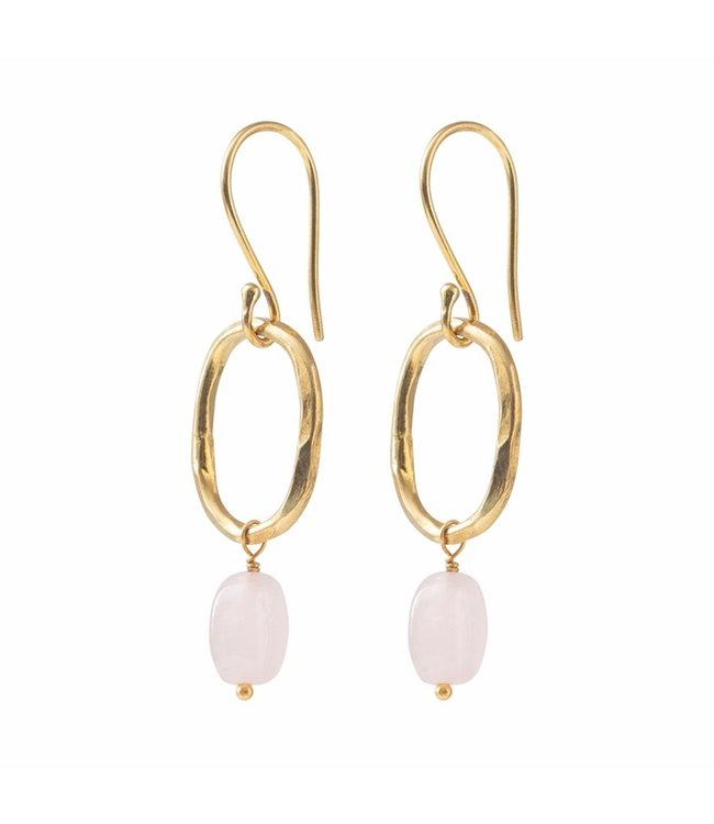 A BEAUTIFUL STORY •• Graceful ROZENKWARTS Goud Oorbellen