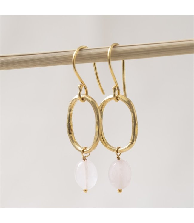 A BEAUTIFUL STORY •• Graceful ROZENKWARTS Goud Oorbellen