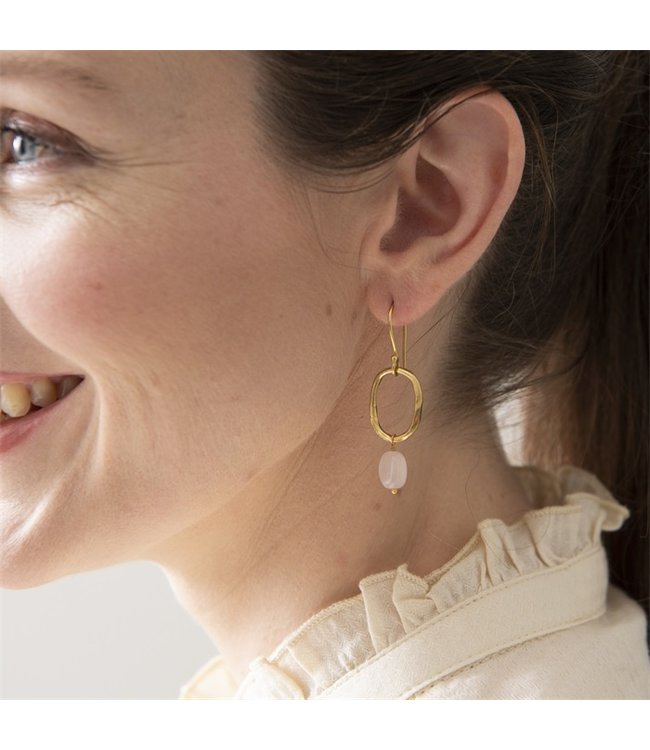 A BEAUTIFUL STORY •• Graceful ROZENKWARTS Goud Oorbellen