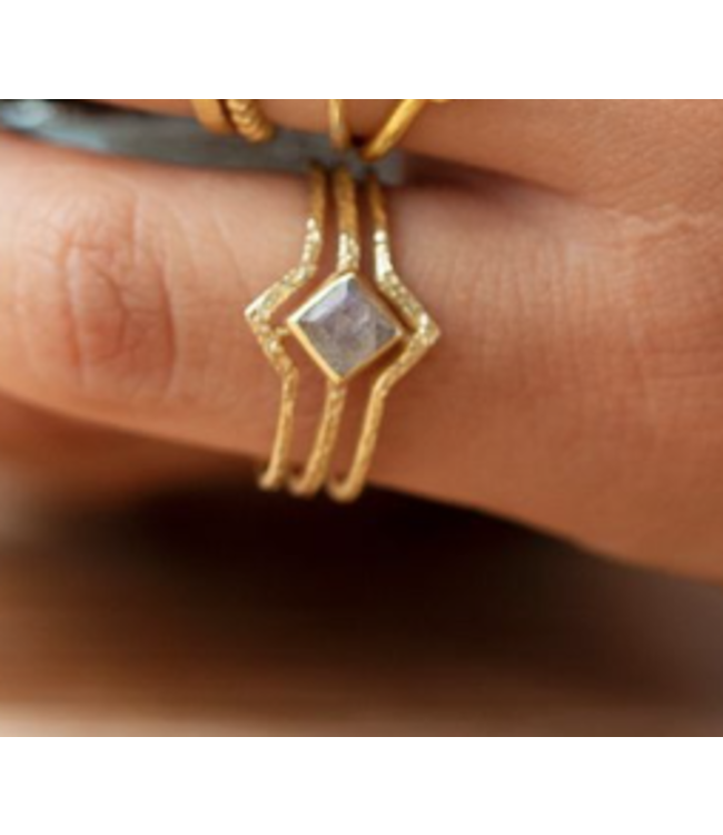 Muja Juma  •• ring labradorite diamond three bands