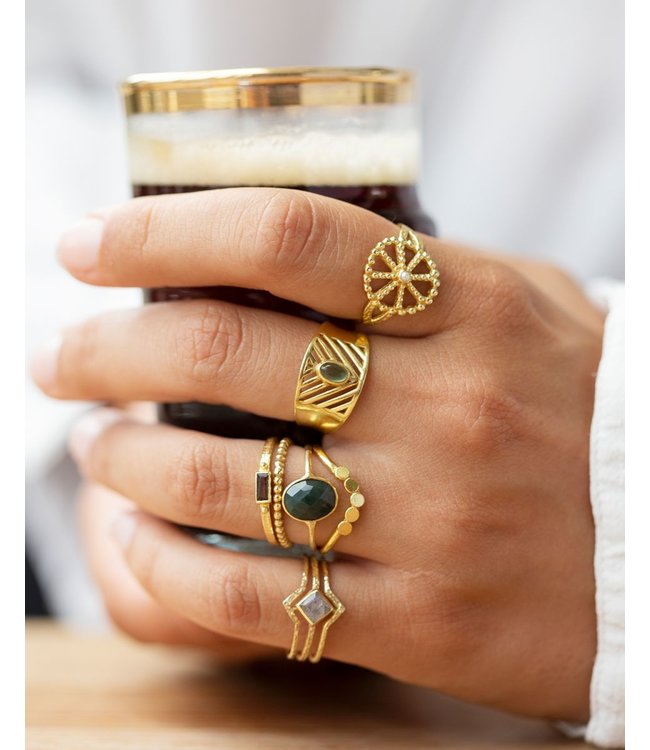 Muja Juma  •• ring labradorite diamond three bands