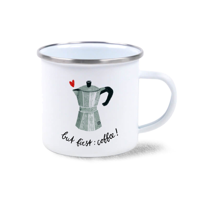 Emaille mok | coffee! ~by Illu-ster - De Groene Knoop • Green Lifestyle Store -