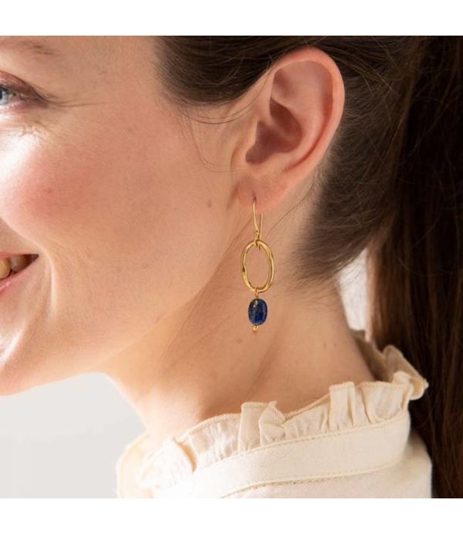 A BEAUTIFUL STORY •• Graceful Lapis Lazuli Gold Earrings