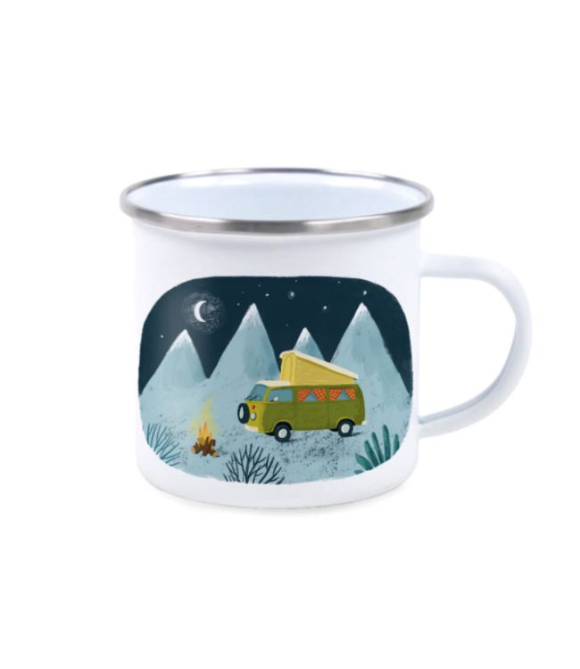 MUGSY Emaille Mok 'Eat Sleep Kite Repeat' - 330ml, Voor Outdoor & Camping