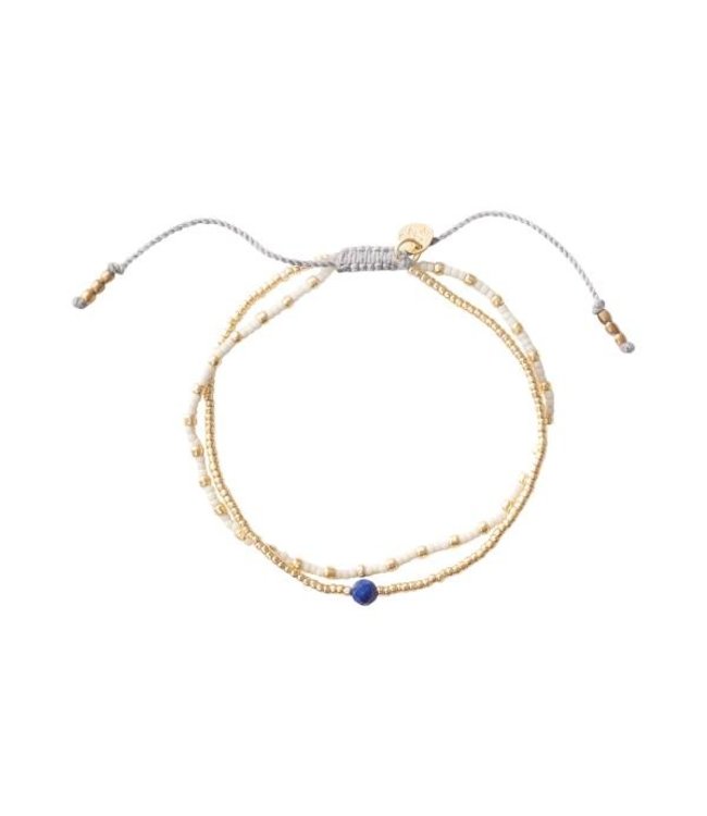 A BEAUTIFUL STORY •• Friendship Lapis Lazuli Goudkleurige Armband